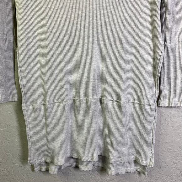 WE THE FREE PEOPLE Top Blouse Ribbed Thermal V-Neck Peplum Full Side Slits SM - Picture 6 of 14